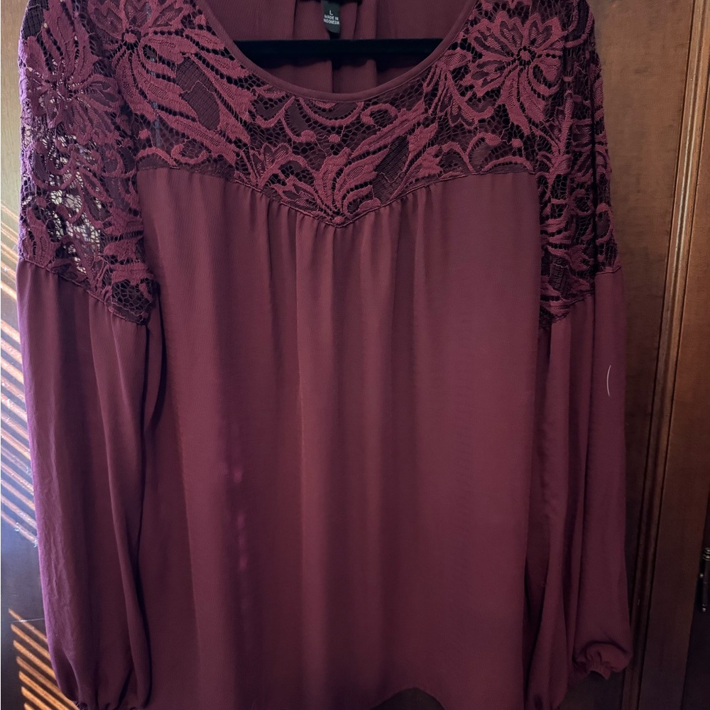 Alyx Burgundy Lace Accent Blouse